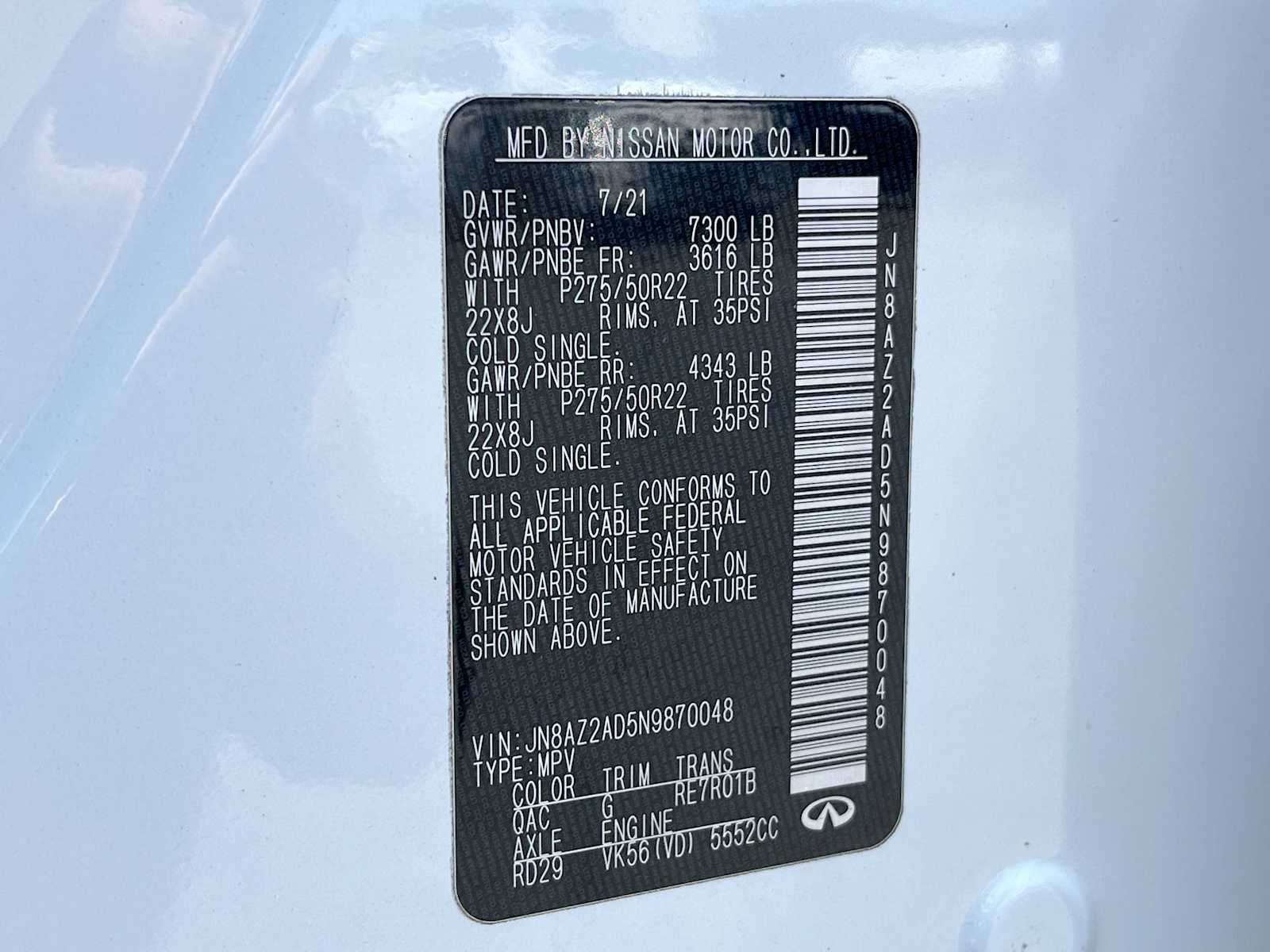 2022 INFINITI QX80 PREMIUM SELECT